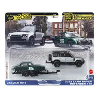 Hot Wheels Team Transport Jaguar MK1 & 2023 Land Rover Defender 110