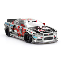 Pre-Order Kaido House x Mini GT 1:64 Nissan Skyline GT-R (R34) Kaido Star Racing V1 – Silver