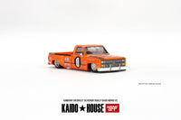 Kaido House * Mini GT #090 Chevrolet Silverado KAIDO WORKS V2 Pickup Truck 0 Orange with Graphics 1:64 Diecast Model Car