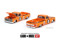 Kaido House * Mini GT #090 Chevrolet Silverado KAIDO WORKS V2 Pickup Truck 0 Orange with Graphics 1:64 Diecast Model Car