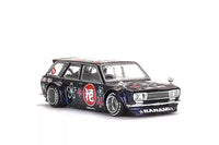 Kaido House * Mini GT #114 Datsun 510 Wagon "Hanami V3" RHD (Right Hand Drive) Magic Purple Metallic with Flower Graphics 1:64 Diecast Model Car