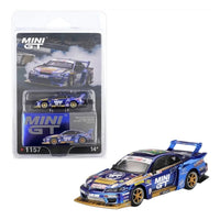Mini GT #1157 Nissan LB-Super Silhouette S15 SILVIA #555 Team MINI GT Liberty Walk 2025 Formula Drift – Chrome Blue MGT01157-BL