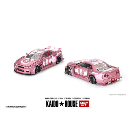 Kaido House * Mini GT #128 Nissan Skyline GT-R (R34) Kaido Racing Factory V1 1:64 Diecast Car