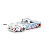 Kaido House * Mini GT #157 Chevrolet Silverado Dually Pickup Truck "On Fire V2" White Metallic with Blue Flames