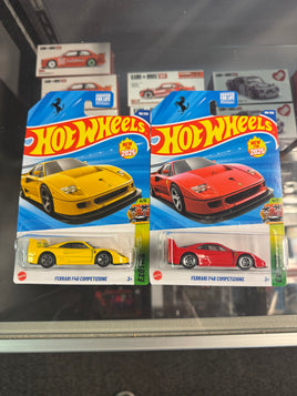 Hot Wheels Yellow Ferrari F40 and Red Ferrari F40 HTF