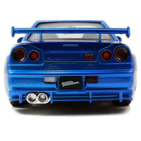 Jada Fast & Furious 1:24 Brian's 2002 Nissan Skyline GT-R R34 Die-cast Car - Blue
