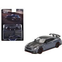 Mini GT #868 2024 Nissan GT-R Nismo (R35) Stealth Gray with Carbon Hood and Top Limited Edition