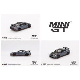 Mini GT #868 2024 Nissan GT-R Nismo (R35) Stealth Gray with Carbon Hood and Top Limited Edition