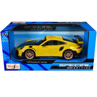 Porsche 911 GT2 RS Yellow with Carbon Hood and Gold Wheels "Special Edition" 1/24 Diecast Model Car by Maisto