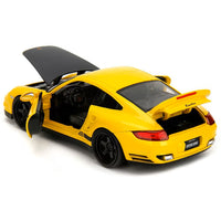 Porsche 911 Turbo (997) Yellow with Carbon Hood "Hyper-Spec" Series 1/24 Diecast Model Car by Jada