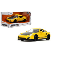 Porsche 911 Turbo (997) Yellow with Carbon Hood "Hyper-Spec" Series 1/24 Diecast Model Car by Jada