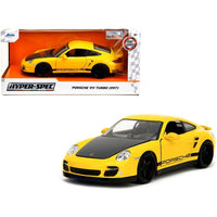 Porsche 911 Turbo (997) Yellow with Carbon Hood "Hyper-Spec" Series 1/24 Diecast Model Car by Jada