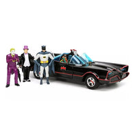 Jada Classic TV Series Batman Batmobile 1:24 Die-Cast Model Car & 2.75" Batman, Robin, Penguin, & The Joker Figures