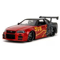 Jada Godzilla 2002 Nissan Skyline GT-R (R34) 1:24 Diecast Model Car