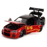 Jada Godzilla 2002 Nissan Skyline GT-R (R34) 1:24 Diecast Model Car