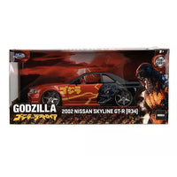 Jada Godzilla 2002 Nissan Skyline GT-R (R34) 1:24 Diecast Model Car