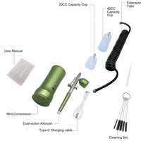 Electric Airbrush Kit with Compressor, Rechargeable Portable Cordless Air Brush Set, Handheld Airbrush Gun (Black)