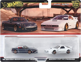 Hot Wheels Premium 2 Pack '04 Mazda Mazdaspeed Miata & Mazda RX7 FC Pandem 1:64 diecast