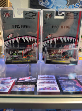 CHASE and Regular M2 Machines 1973 Chevrolet Cheyenne Super 10 “PFC. HYDE” Shark Face pair