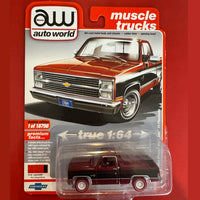 Auto World Ultra Red Chase Muscle Trucks 1984 Chevy Silverado 10 Fleetside