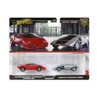 Hot Wheels Premium Car Cultute 2 Pack Lamborghini Countach LP5000 QV & Lancia Stratos Zero