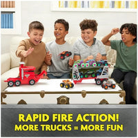 Monster Jam, 2-in-1 Launch N’ Go Hauler Playset and Storage with Exclusive Monster Truck