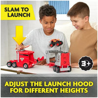 Monster Jam, 2-in-1 Launch N’ Go Hauler Playset and Storage with Exclusive Monster Truck