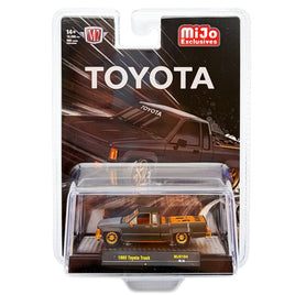CHASE M2 Machines 1985 Toyota Pickup Truck Slammed Custom – Matte Grey w/ Carbon Hood – MiJo Exclusives MJS104 26-24