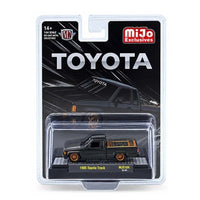 M2 Machines 1985 Toyota Pickup Truck Slammed Custom – Matte Grey w/ Carbon Hood – MiJo Exclusives MJS104 26-24