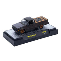 M2 Machines 1985 Toyota Pickup Truck Slammed Custom – Matte Grey w/ Carbon Hood – MiJo Exclusives MJS104 26-24