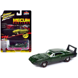Johnny Lightning 969 Dodge Charger Daytona Dark Green Metallic with Green Interior "Mecum Auctions" 1:64 Diecast Model Car