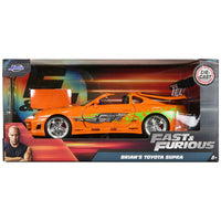 Brian's Toyota Supra Orange with Graphics "Fast & Furious" Movie 1/24 Diecast Model Car by Jada