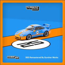 Tarmac Hobby64 Porsche 993 #25 Blue with Orange Stripes 1:64 Diecast Model Car