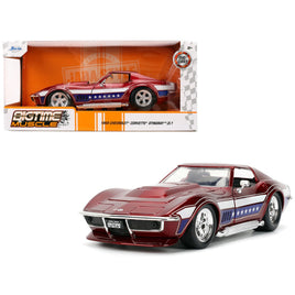 Jada Bigtime Muscle 1969 Chevrolet Corvette Stingray ZL1 Red Metallic with Stars and Stripes Graphics
