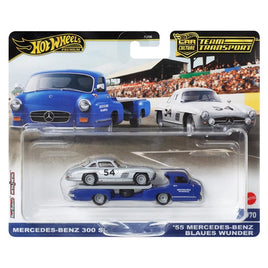 Hot Wheels Team Transport Mercedes-Benz 300 SL & '55 Mercedes-Benz Blaues Wunder 1:64 Diecast