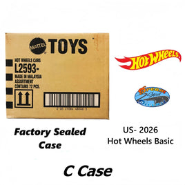 Hot Wheels Factory Sealed 2026 US C Case - 1:64 Scale Diecast - Super Treasure Hunt Potential