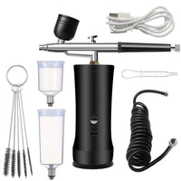 Electric Airbrush Kit with Compressor, Rechargeable Portable Cordless Air Brush Set, Handheld Airbrush Gun (Black)