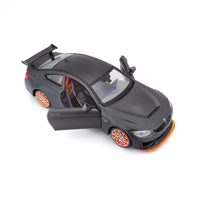 BMW M4 GTS Gray with Carbon Top and Orange Wheels 1/24 Diecast Model Car by Maisto