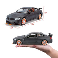 BMW M4 GTS Gray with Carbon Top and Orange Wheels 1/24 Diecast Model Car by Maisto