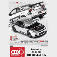 Motorhelix 1/64 Nissan Skyline GT-R R34 V-Spec II Customized Electroplating Silver – CDX Canada Diecast Expo (Limited to 799)