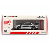Motorhelix 1/64 Nissan Skyline GT-R R34 V-Spec II Customized Electroplating Silver – CDX Canada Diecast Expo (Limited to 799)