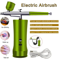 Electric Airbrush Kit with Compressor, Rechargeable Portable Cordless Air Brush Set, Handheld Airbrush Gun (Black)