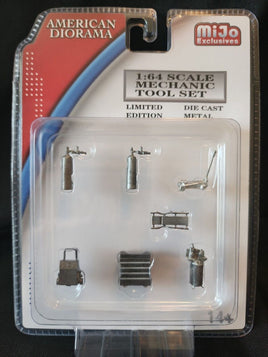 Mechanic Tool Set of 7 Pieces Blue for 1/64 Scale Models by American Diorama CHASE