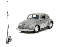 JADA 1959 Volkswagen Punch Buggy Beetle Gray Met. W/Silver Flames and Boxing Gloves Accessory